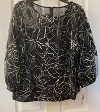ALEX EVENINGS XL BLACK W/Silver Formal, Cocktail Top