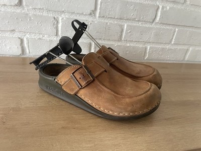 Birkenstock Tatami Brown Leather Clogs Women s Tan Slip On Slides Sz 8 Wide