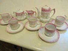 LEUCHTENBURG GERMANY" MERRY CHRISTMAS" PORCELAIN 15 PIECE CHILDS TEA SET
