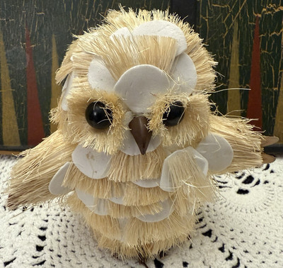 Owl Natural Fiber Christmas Ornament Bristle Bottle Brush Twig Woodland Forest