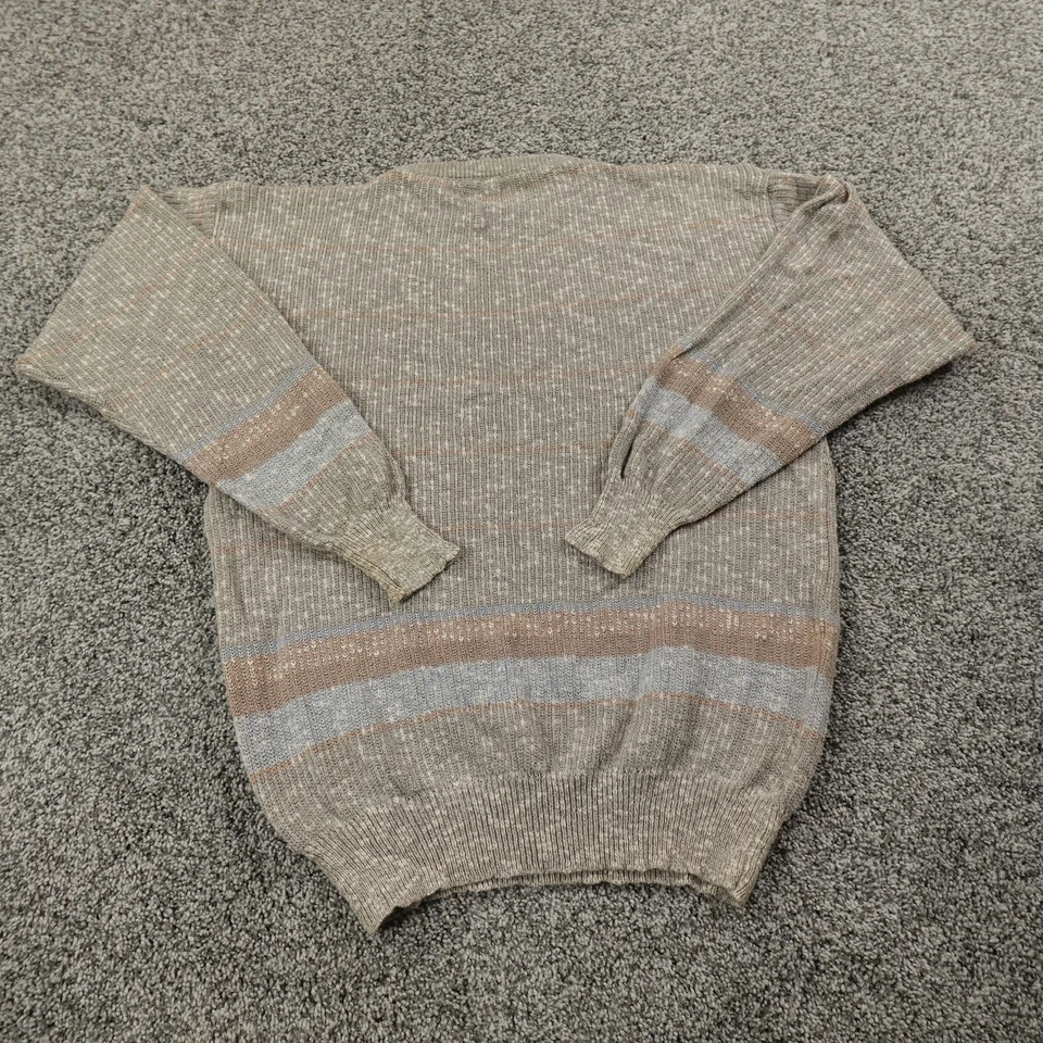 De Colección Christian Dior Suéter Para Hombres L Beige Tejido Pullover Cuello Redondo Sudadera Años 80 Foto 4 de 4