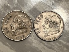 Monedas antiguas mexicanas del mundo extranjero 1972 y 1979 grandes de un peso de México en muy buen estado
