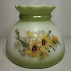 Vintage Milkglass Glass Lamp Shade Globe Green White Yellow Flowers