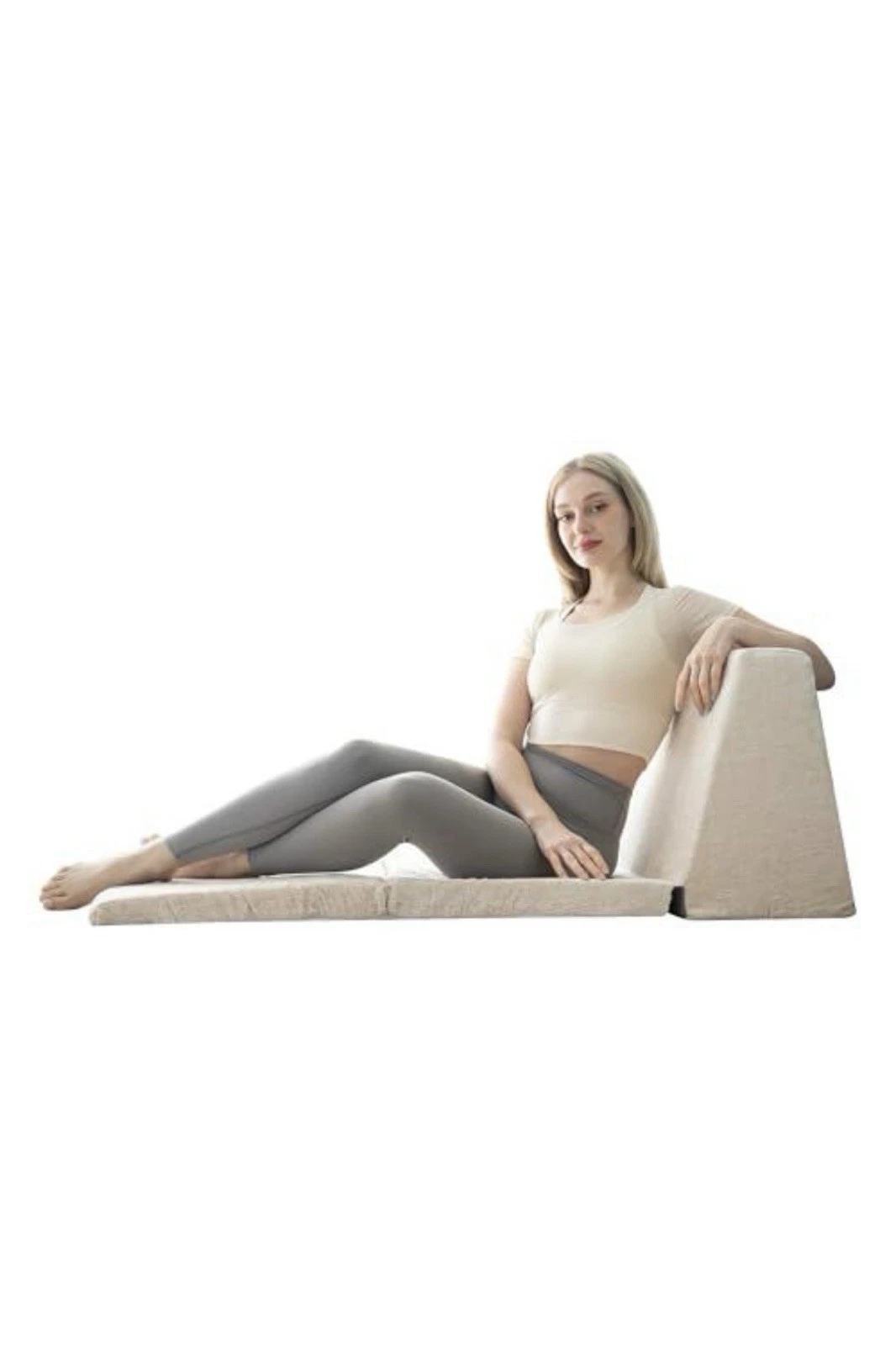 Foldable Floor Mattress with Triangle Cushion, Trifold Memory Foam Cushion Tri