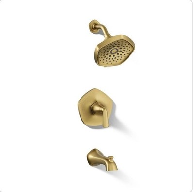 KOHLER Sundae Tub and Shower Faucet Vibrant Brushed Moderne Brass Valve Included