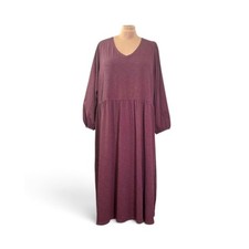 OLD NAVY Long-Sleeve Fit & Flare Slub-Knit Purple Plum Midi Dress, NWT! Size 4X