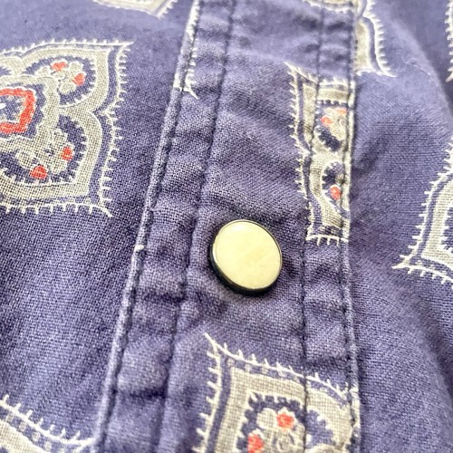 Salt Valley Western Shirts Mens Large Plaid Pearl Snap Cowboy Rodeo Purple/Blue - Picture 9 of 12