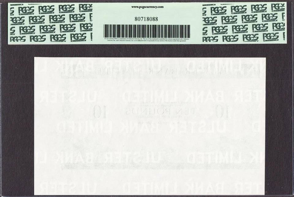 N Ireland Ulster Bank Ltd 10 Pounds 1971-89 PLATE PROOF P-327 CH UNC PCGS 64 PPQ - Image 2 of 2
