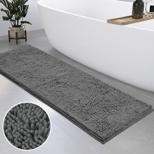 Bathroom Rug Runner Grey 17x47 inch, Ultra Soft and Absorbent Non-Slip Long B...