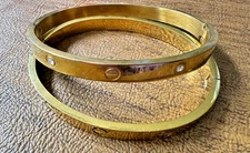 Gold tone, bangle, hinged bracelets, 2 1/2 wide