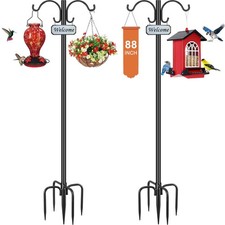 Hang Multiple Bird Feeders  Plants - 88in Adjustable Shepherd Hooks 2 Pack
