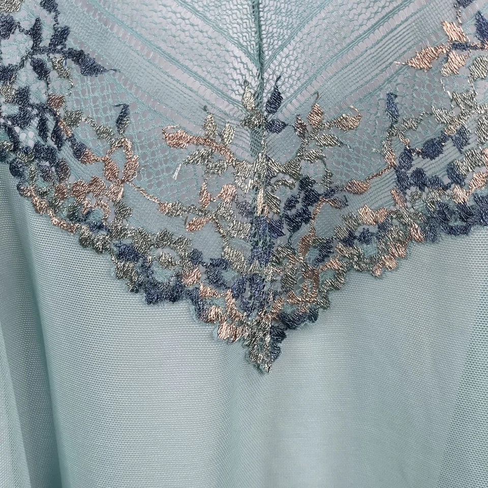 Wacoal Embrace 蕾丝化学懒人连衣裙 XXL 水绿色透明花卉内衣分层 — 第 4/4 张图片