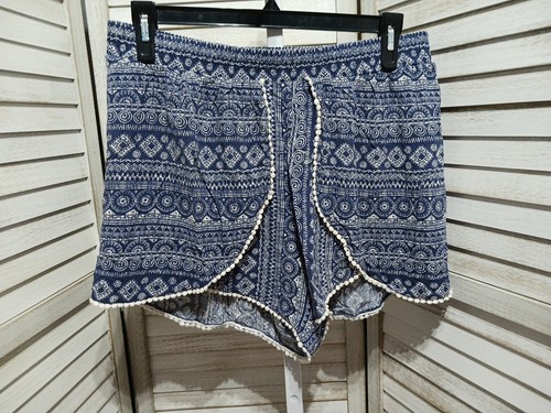 Short femme Cato taille 18 20W bleu blanc cassé motifs à enfiler bordure élastique à la taille - Photo 1/14