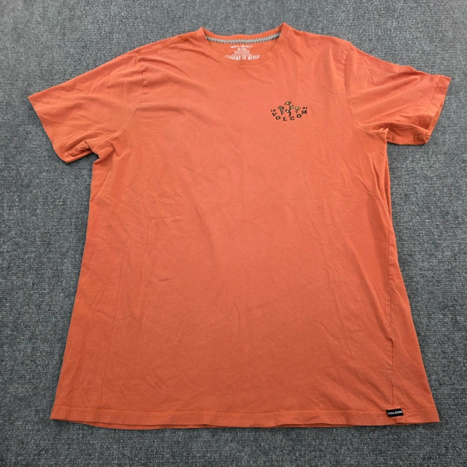 Volcom 1991 Floral Skull Graphic T Shirt Men's XL Modern Fit Orange - Image 2 of 4