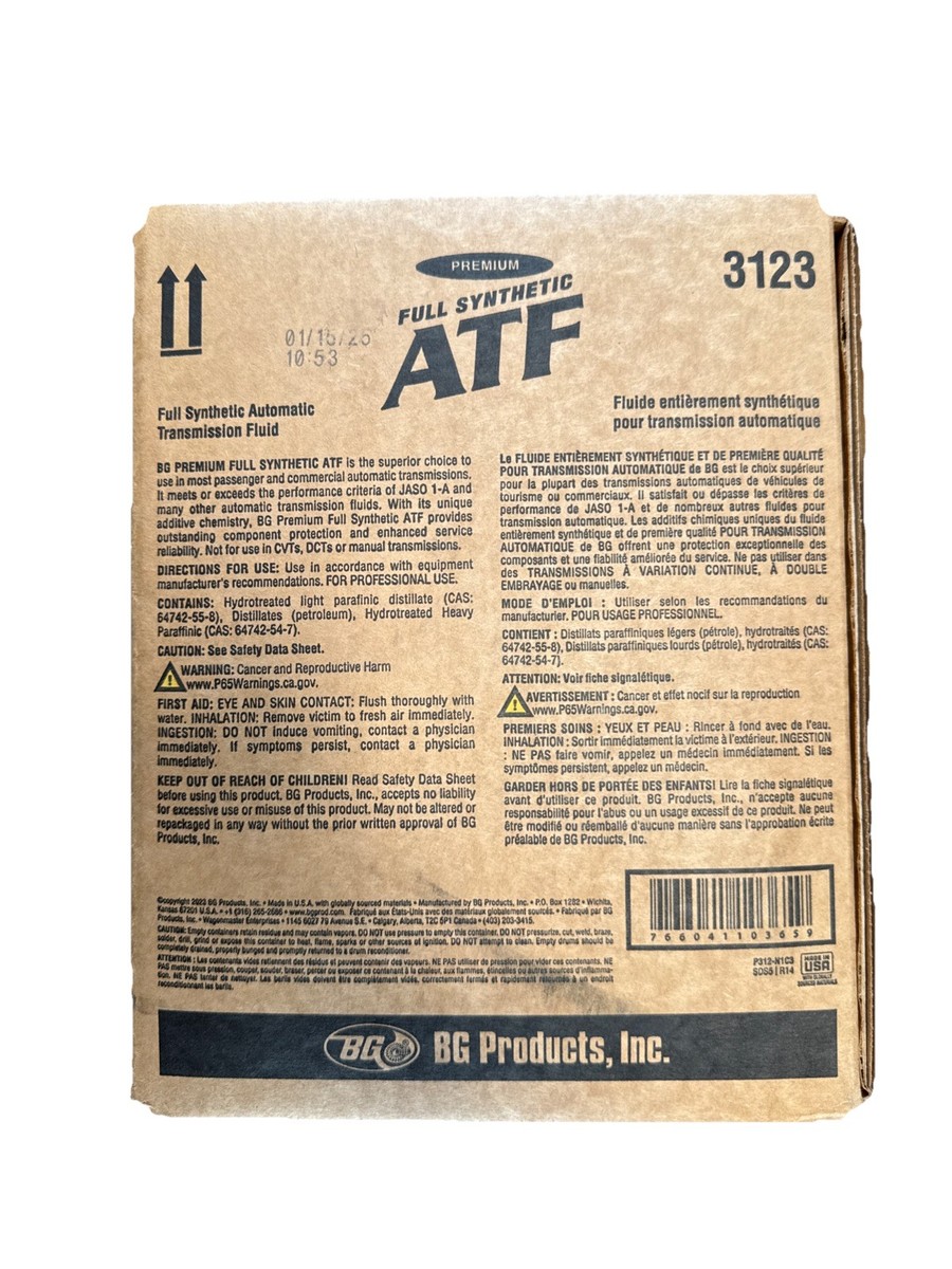3 GALLON BG FULL SYNTHETIC ATF AUTOMATIC TRANSMISSION FLUID TOYOTA