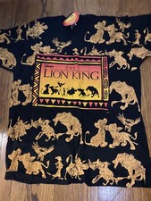 Vtg New Old Stock 90s Disney The Lion King Promo T Shirt Black All Over Print OS