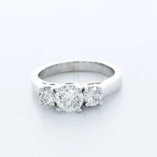 1.43ct H-VS2 Round Natural Certified Diamonds 18k Gold Classic Three Stone Ring