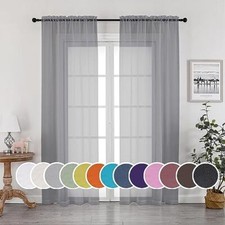 Gray Sheer Curtains, Sheer Curtains 84 inch Length 2 42W x 84L Charcoal Grey