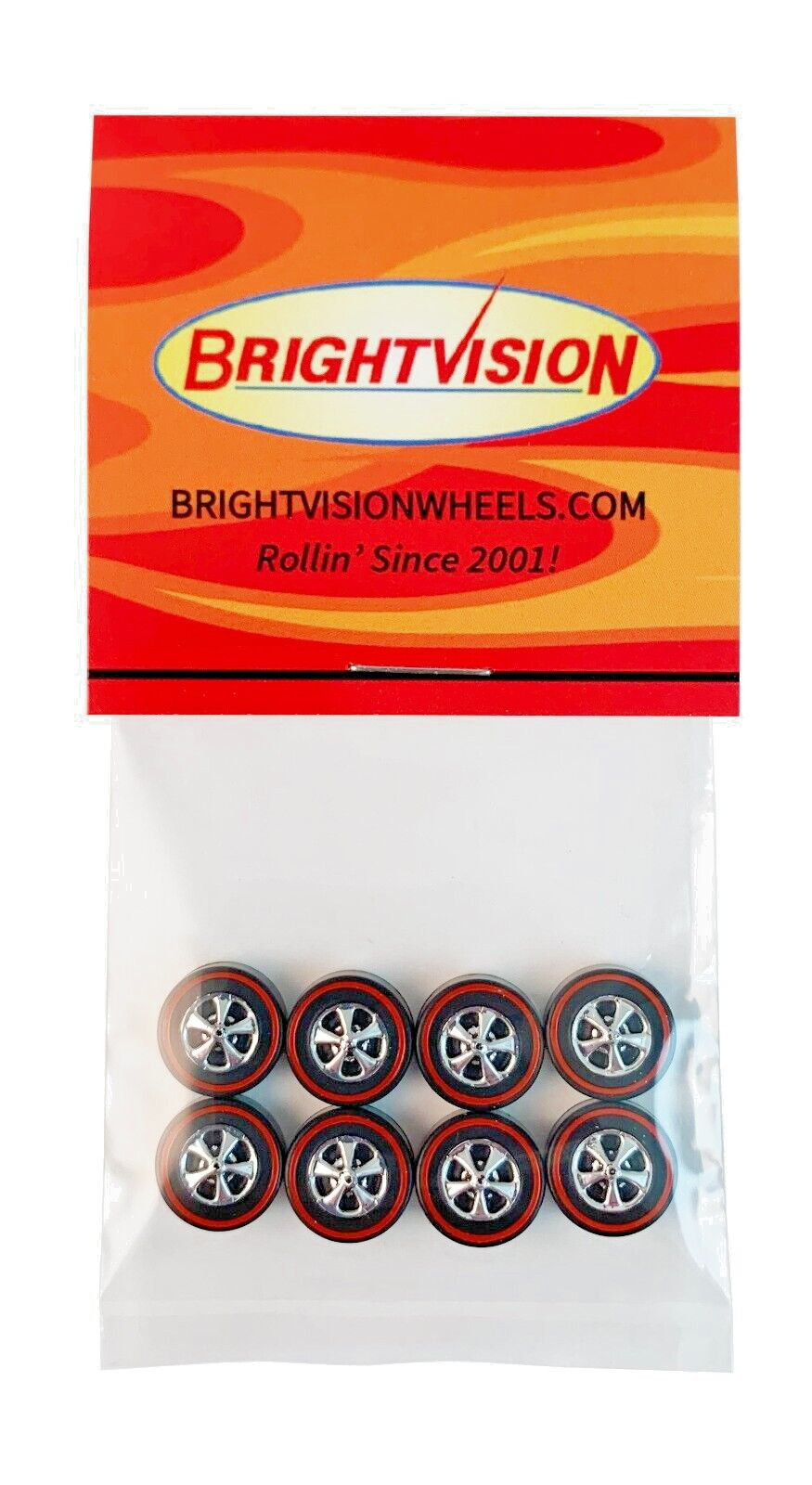 8 Brightvision Redline Wheels &ndash; 8 Medium Bright Chrome Cap