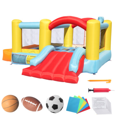 Jump 'n Slide Bouncer Inflatable Jumper Bounce House Plus Basketball Soccer