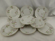 Hutschenreuther Set 12 Ranson Dessert Plates Roses Signed Hilda Butts