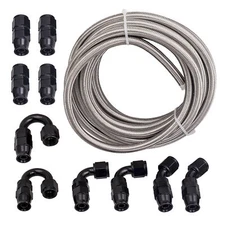 6/8/10AN Stainless Steel PTFE Fuel Line 20ft 10 Fittings Hose Kit E85 Silver
