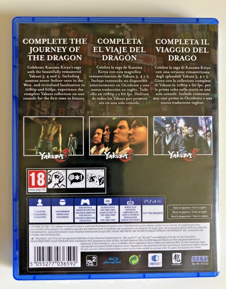 PS4 The Yakuza Remastered Collection 2 Dischi, foto 3 di 3