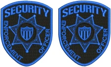 Security E Officer 2 Emb Patches 3.75x4.5 Velcr@ On back blue On Black