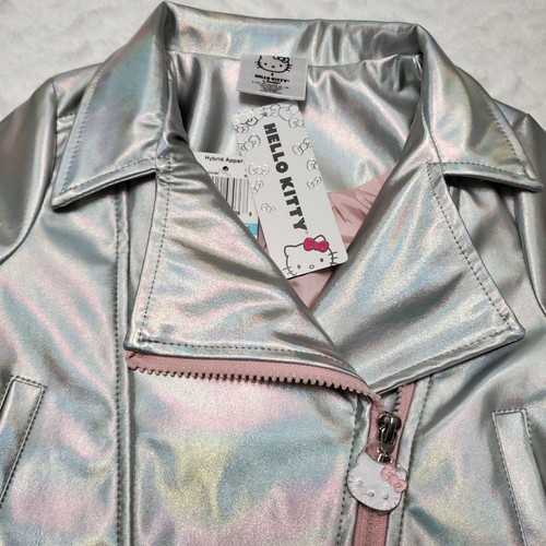 Sanrio Hello Kitty Girls Metallic Silver Moto Jacket & Pants Outfit Set Size 6 - Picture 9 of 13