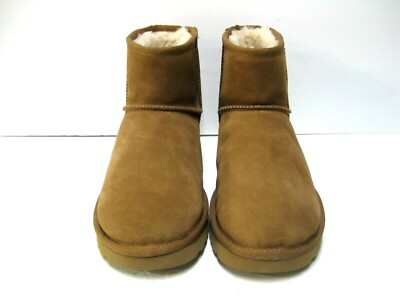 UGG CLASSIC MINI RUBBER LOGO WOMEN ANKLE BOOTS CHESTNUT US 12 /UK