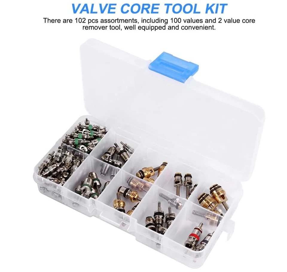 102Pcs Car Air Conditioning Valve Core Accessories Kit Assortment R12 R134a - Image 2 of 4