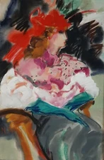 NITZA FLANTZ (1936-), Large Oil on Canvas , Elegant Woman, Signed