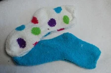 Womens 2 PAIR LOT COZY SOCKS Fuzzy COLORFUL POLKA DOTS Turquoise SHOE SIZE 4-10