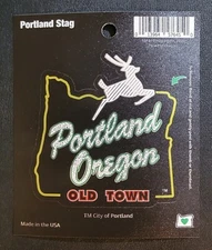 Vinyl Sticker - Portland Oregon - Old Town - Stag - 3 x 3 Inches