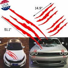 3pcs/set Red Monster Claw Paw Scratch Sticker for Car Headlight Hood Side Fender