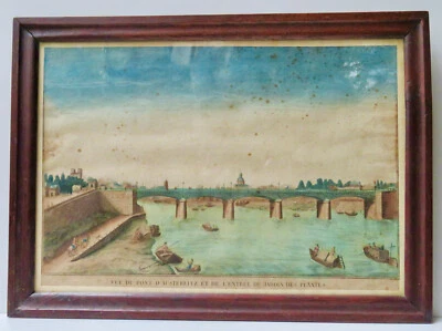 VUE D'OPTIQUE XIX° 1807/ 1815 PARIS PONT D'AUSTERLITZ (LE 1er PONT, EN FONTE) - Photo 1/4
