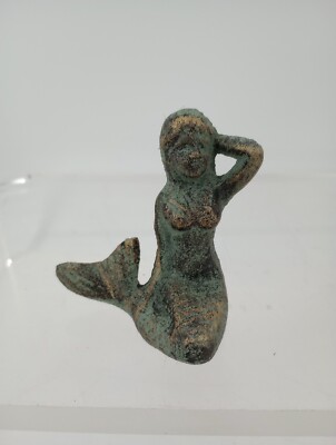 Vintage Cast Iron Mermaid Figurine Unmarked Beautiful.