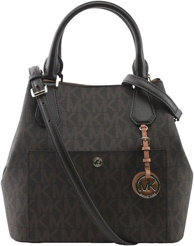 Michael Kors Black Pebbled Leather Top Handle Drawstring 