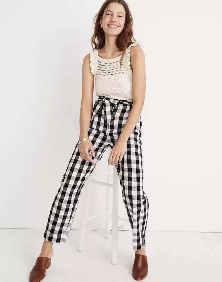 Gingham paperbag trousers sale