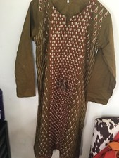 Pakistani Shirt Embroidered Green Cotton Large