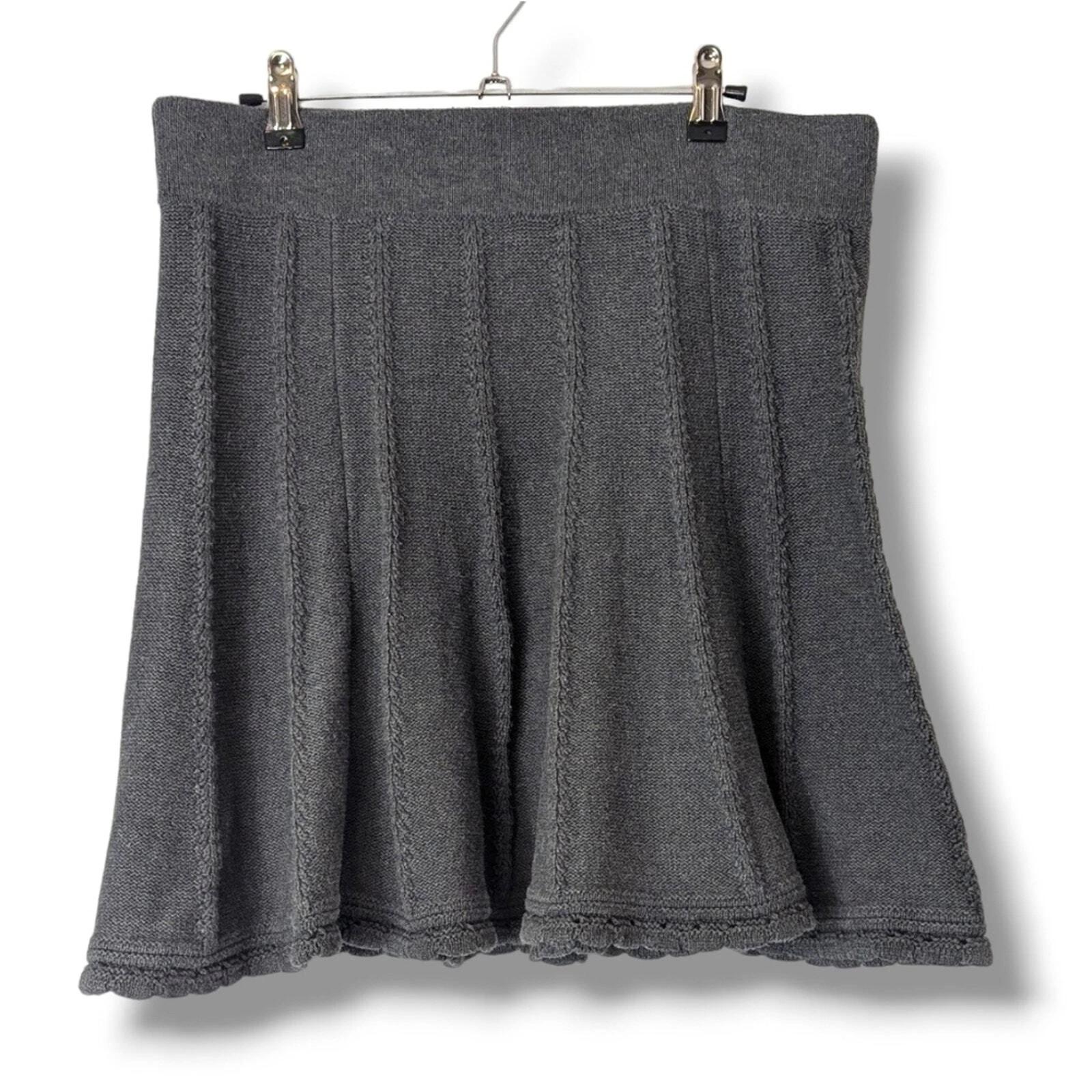 Cabi Knit Femme A Line Pleated 100% Cotton Skirt in Neutral Grey: Women's Medium