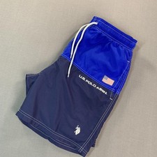 U.S. Polo Assn. Swim Trunks Mens Medium Blue Colorblock Flag Mesh Lined USA