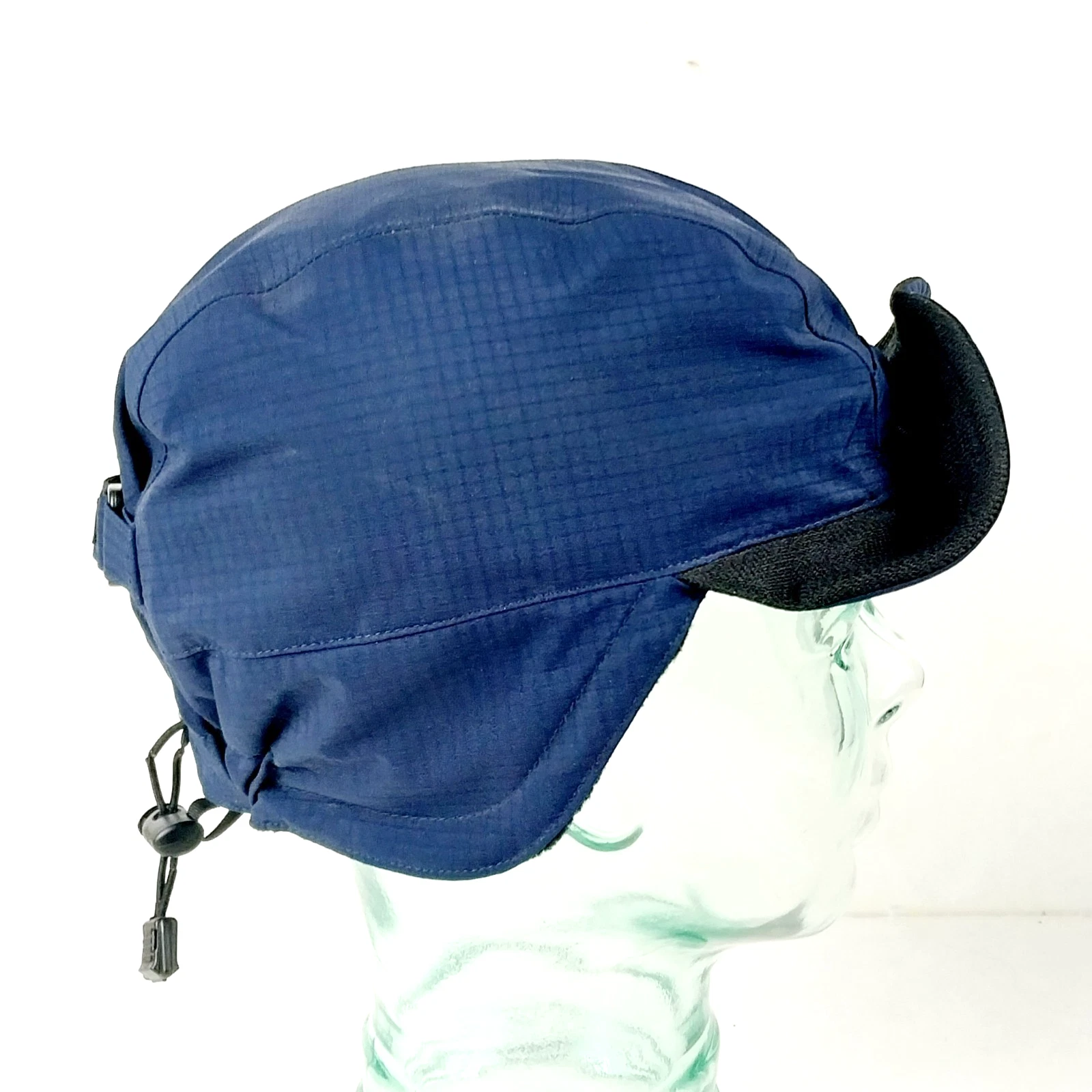 LL Bean Blue G0RE-TEX Insulated Nylon Cinch Ear Flap Hat w/ Snap Visor Men's S/M