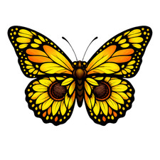 Sunflower Butterfly Sticker Floral Nature Yellow Orange Vinyl Car Decal Matte
