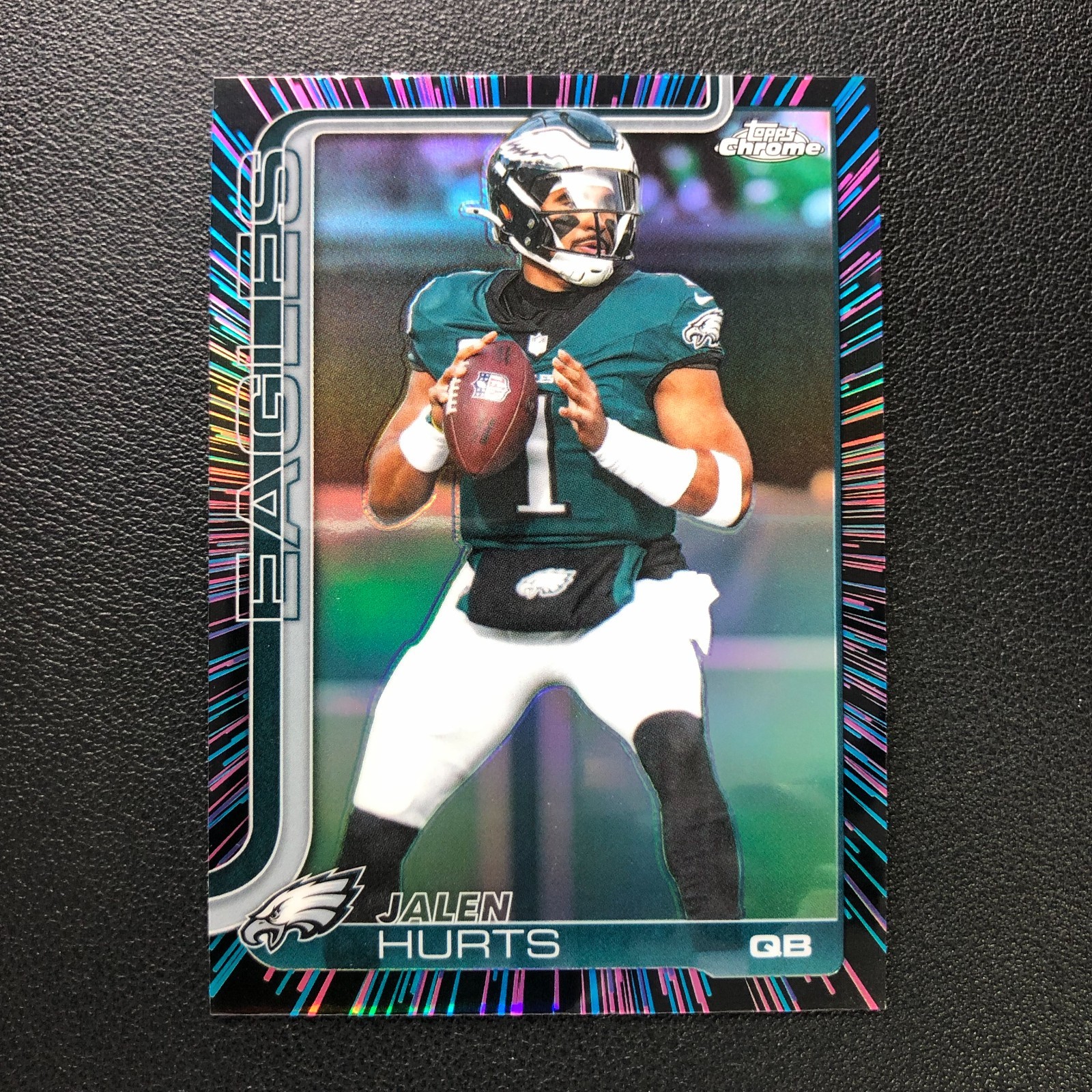 2025 Topps Chrome Jalen Hurts Neon Pulse Refractor Eagles
