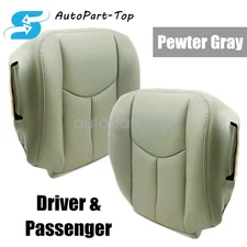 Driver & Passenger Bottom Replacement Seat Cover Gray For GMC Sierra 2003-2006