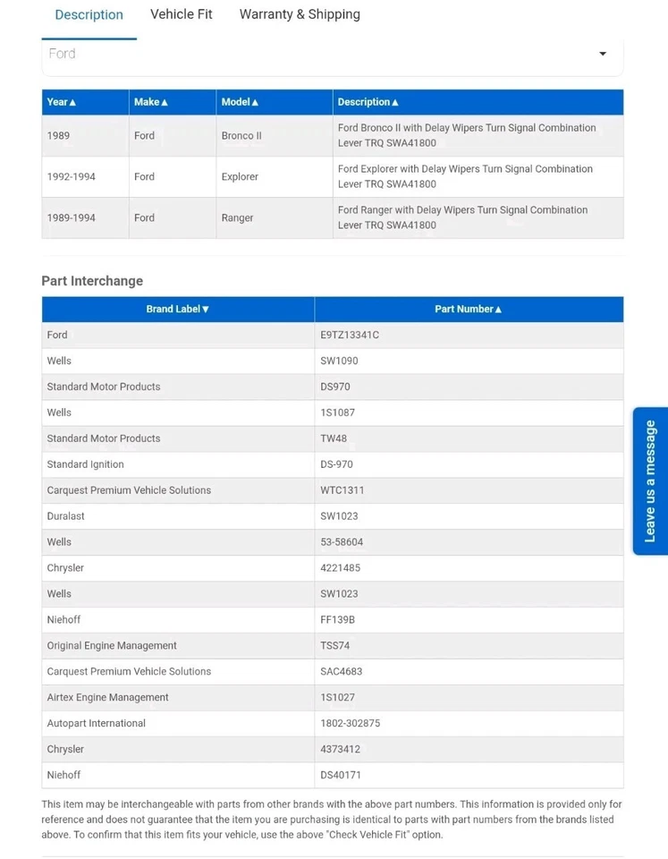 Interruptor de seta limpador automático 1A 1AZTS00042 Ford Ranger Explorer Bronco II - Imagem 3 de 4