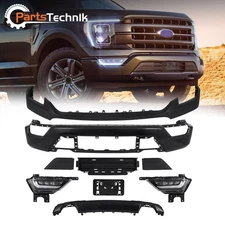 Front Bumper Grille Assembly Kit Fit 2021-2023 Ford F-150 F150 W/o Sensor Hole