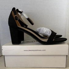Dream Pairs Black Block Heel Sandals Women 9W Ankle Strap New Special Event NIB