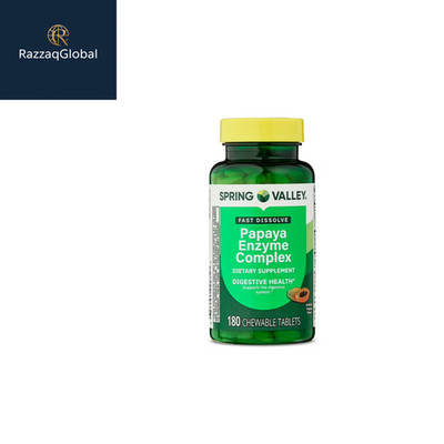 Spring Valley Papaya Enzyme Complex Chewable Tablets, Digestive Health, 180 Ct